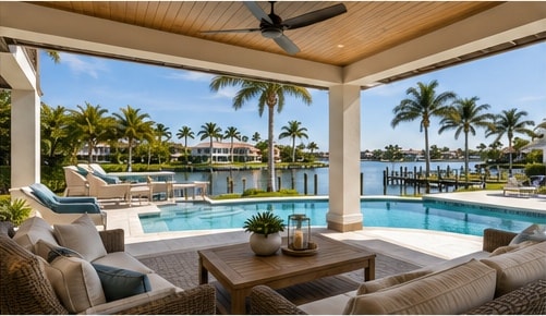 Luxury pool and lanai — the kind of outdoor living space Coastal Haven Concierge cares for